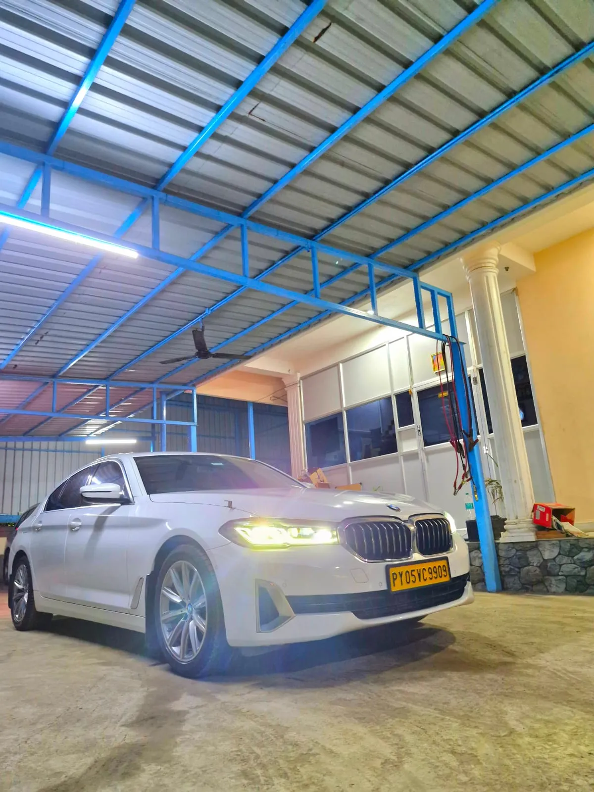 Luxury car interior with plush seats and digital screen