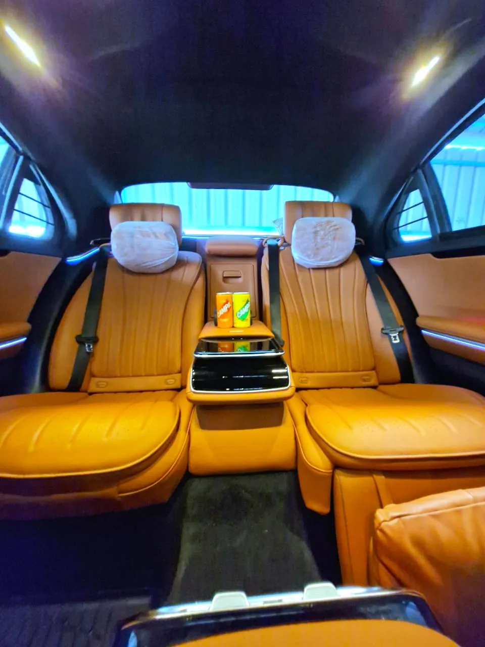 Interior view of a wedding car available for rent