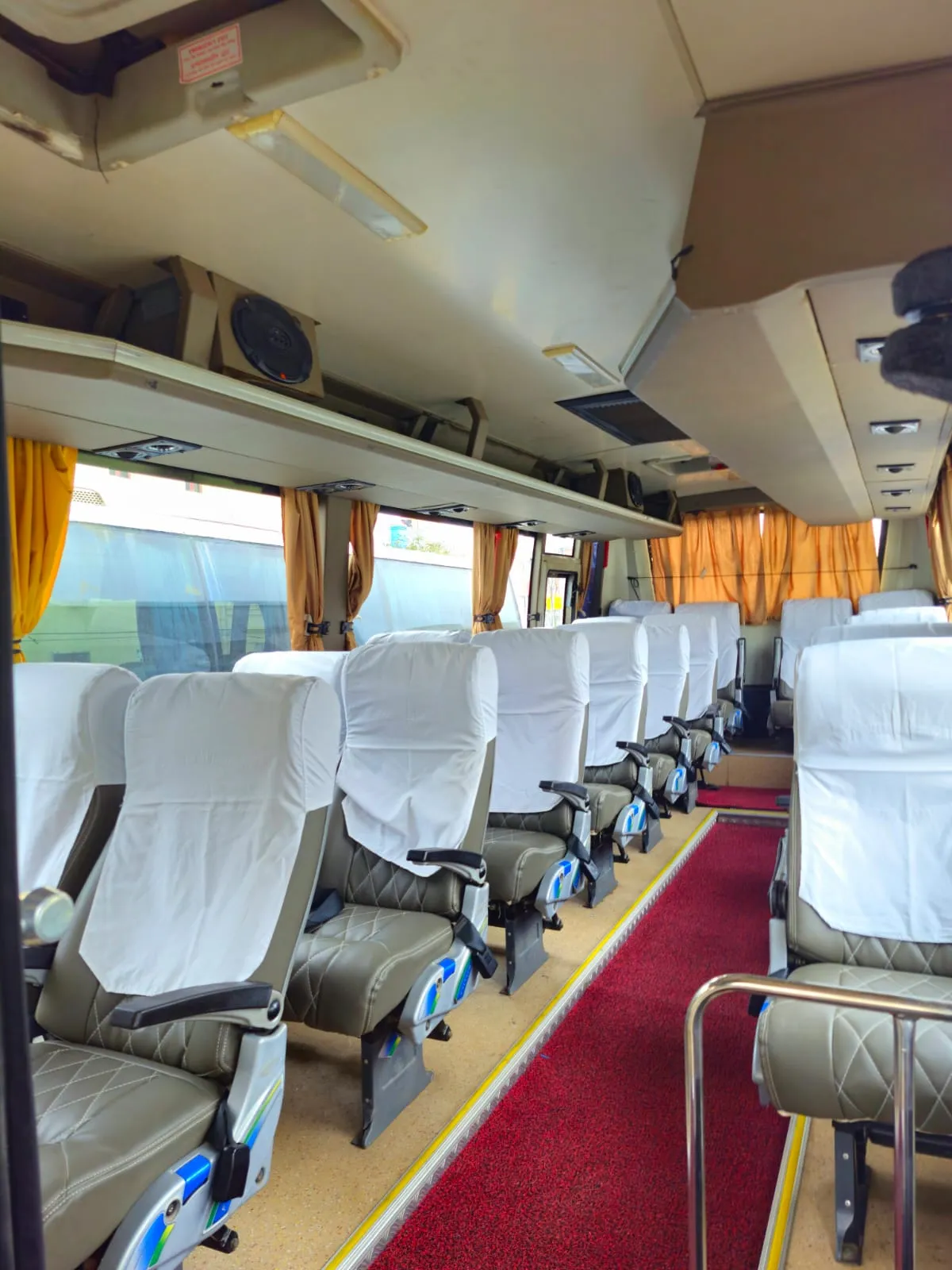 Spacious van interior with digital board and seating