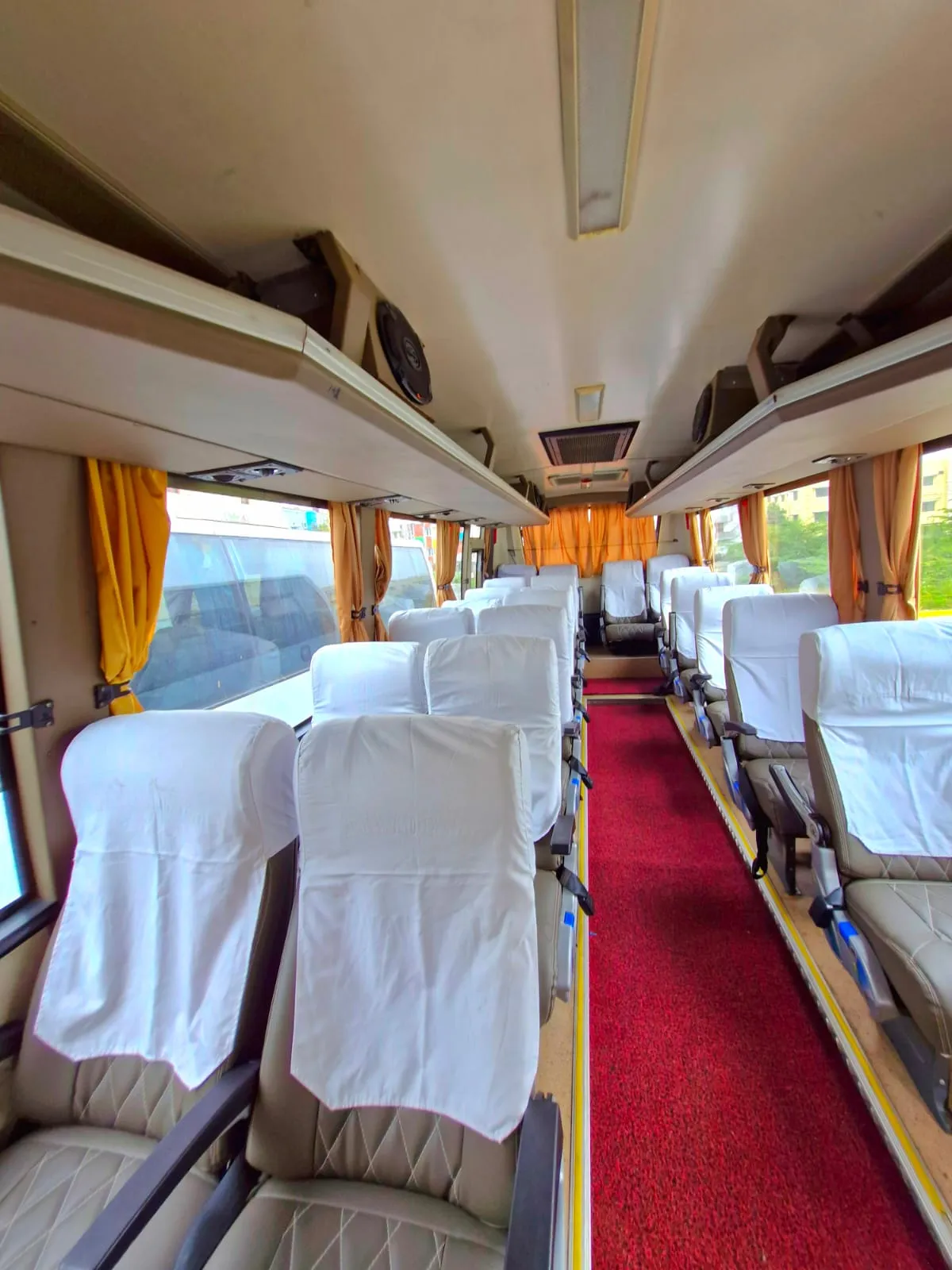 Inside View of Plush Seats and Display Panel