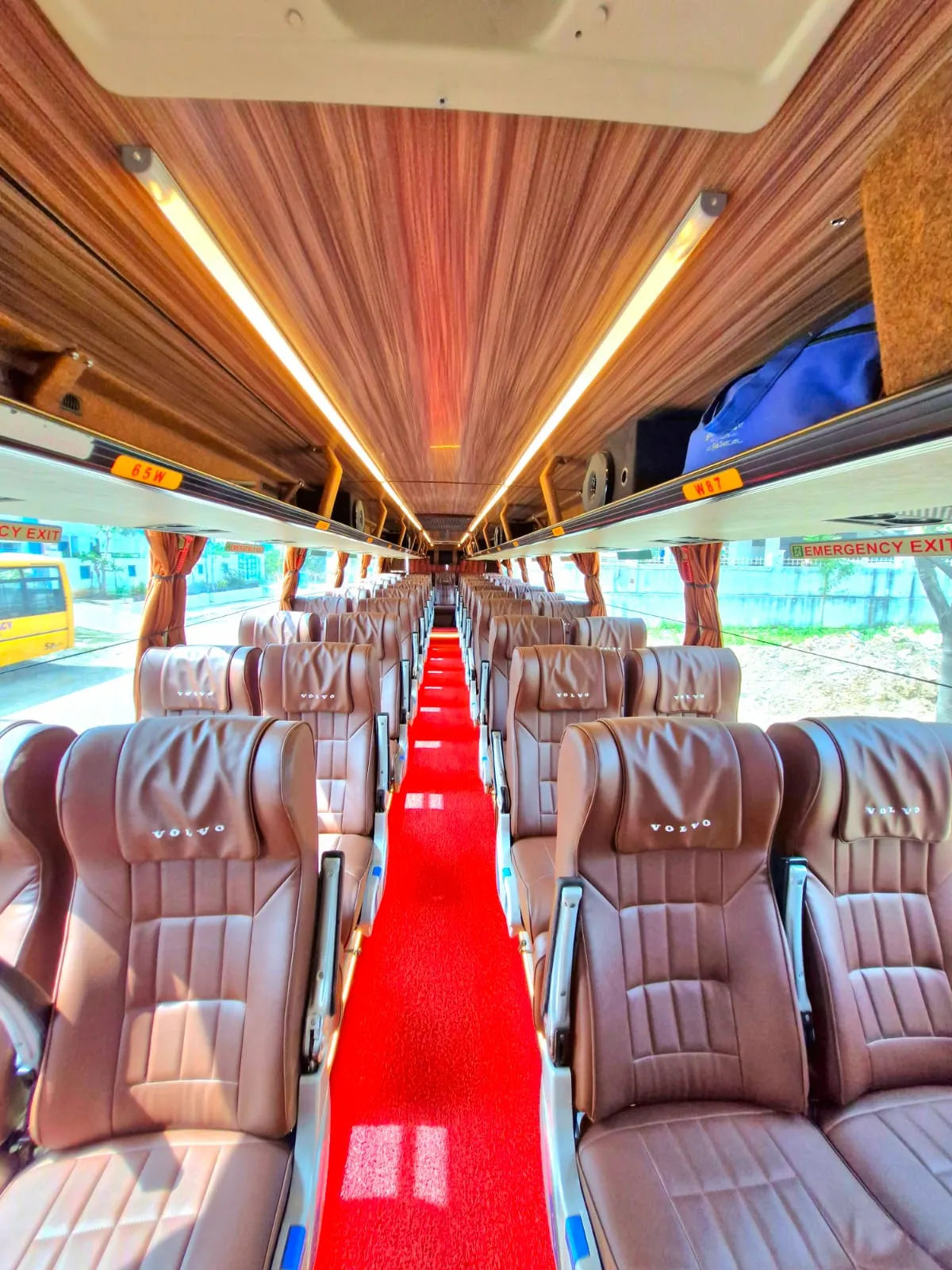 49 Seater rental interior with plush seating
