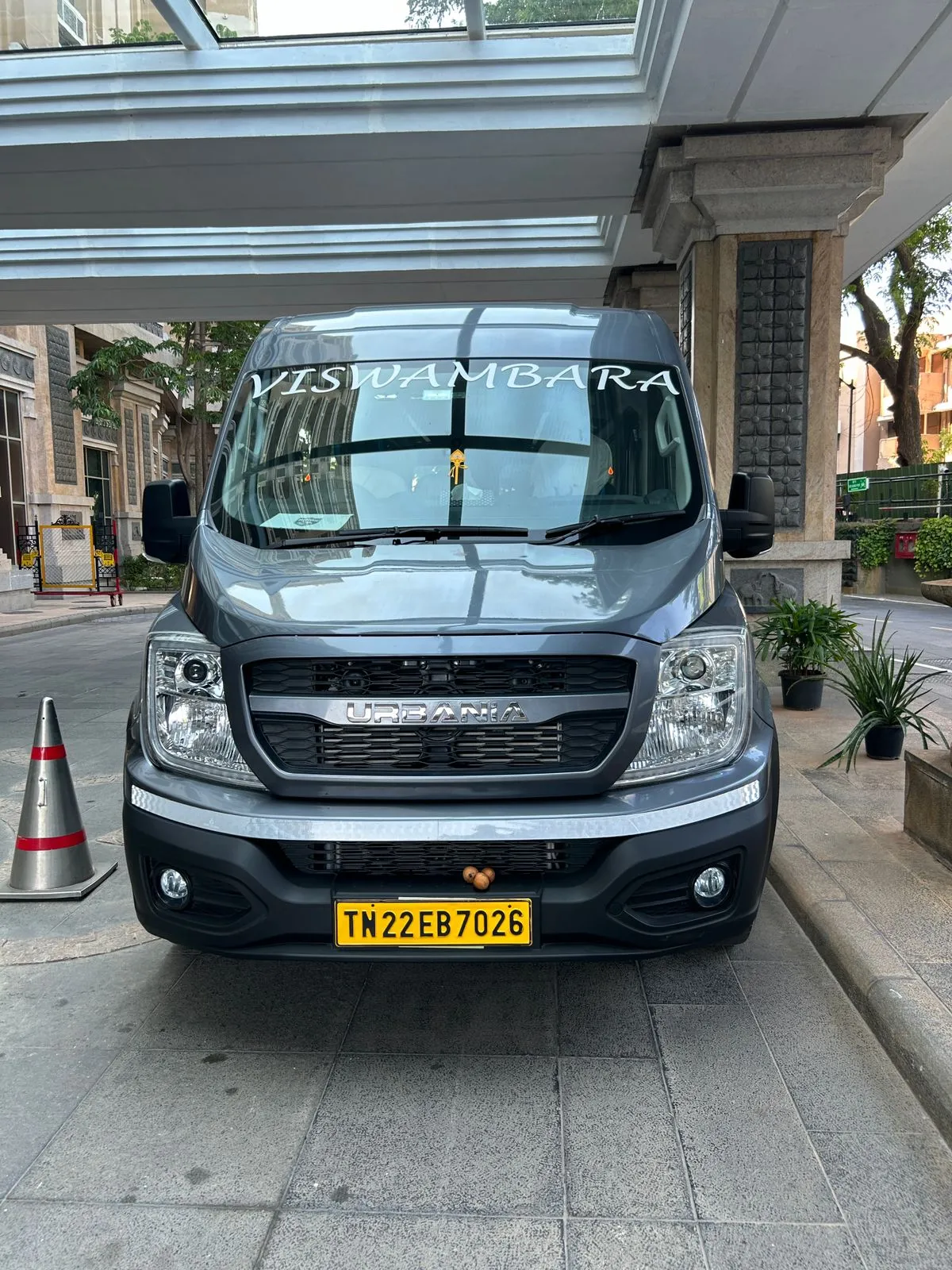 Spacious van interior with digital board and AC