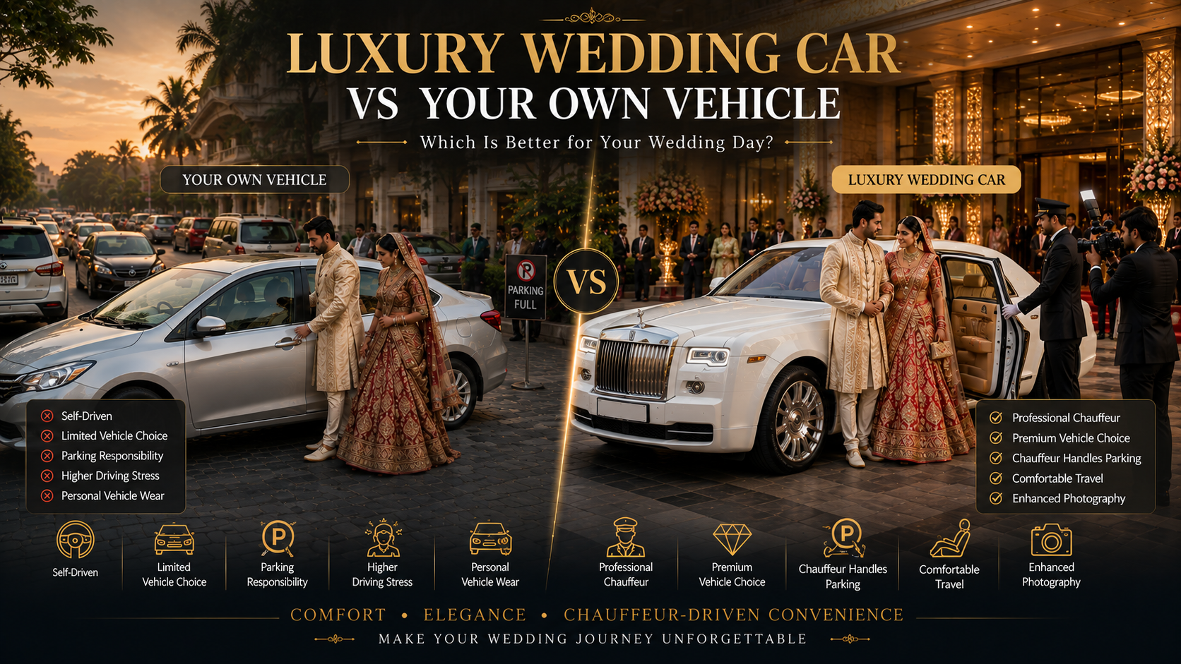 luxury wedding car rental benefits
